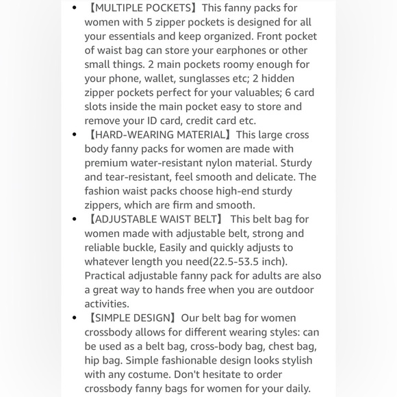 Zorfin Tan Brown Belt Bag Fanny Pack Pockets Adjustable Strap Water Resistant - Picture 16 of 16